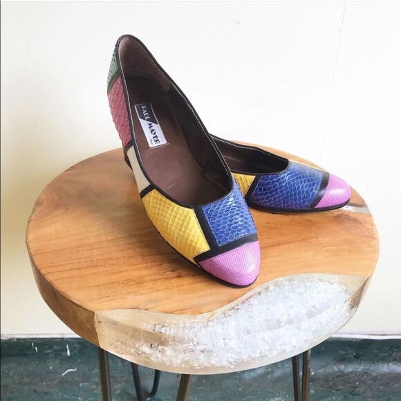 PAUL MAYER 1980’s Vintage Snakeskin Shoes Flats 7B - Picture 3 of 8